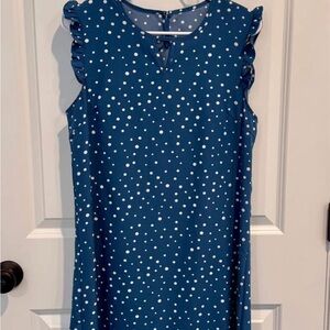 Blue Polka Dot Ruffle Sleeve Kids Dress